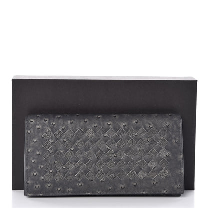 Bottega Veneta Ostrich Intrecciato Flap Wallet Ardoise 11 of 11