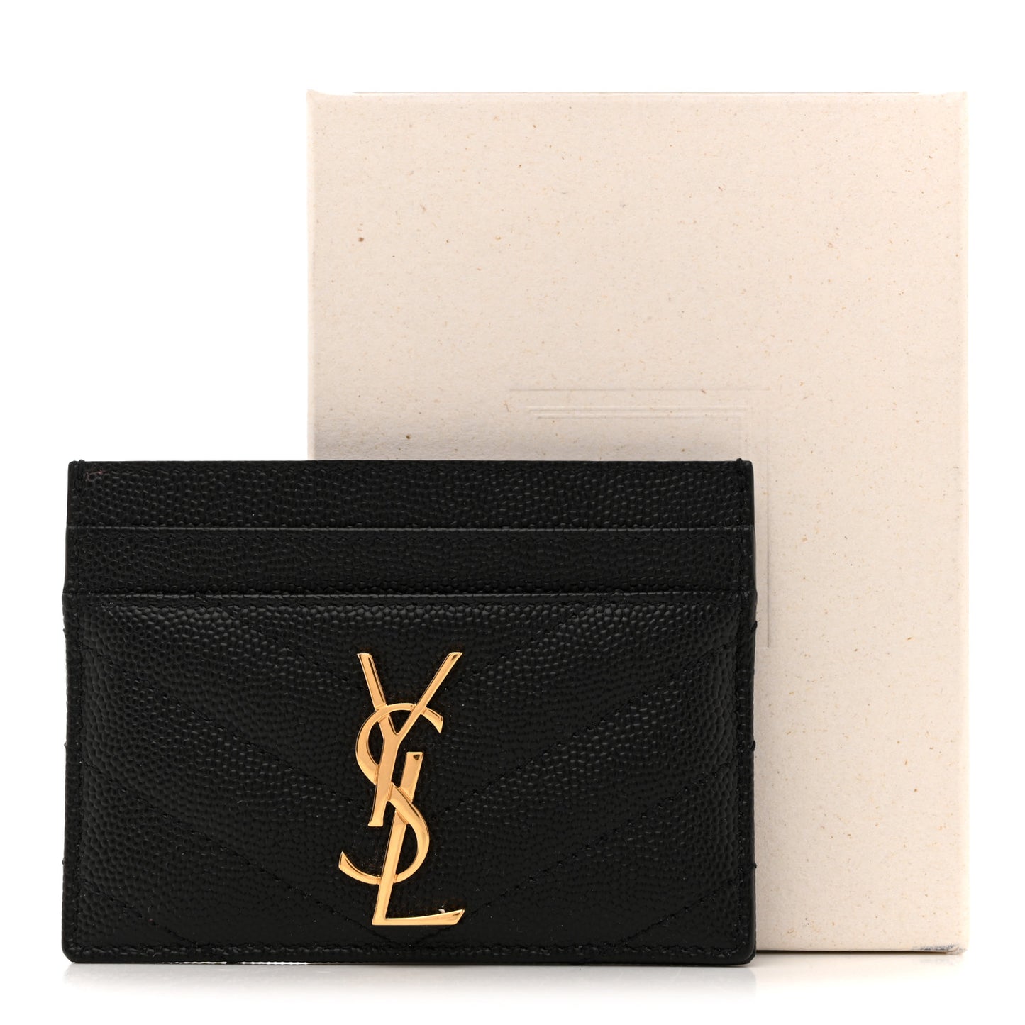 Grain De Poudre Matelasse Chevron Monogram Credit Card Case Black