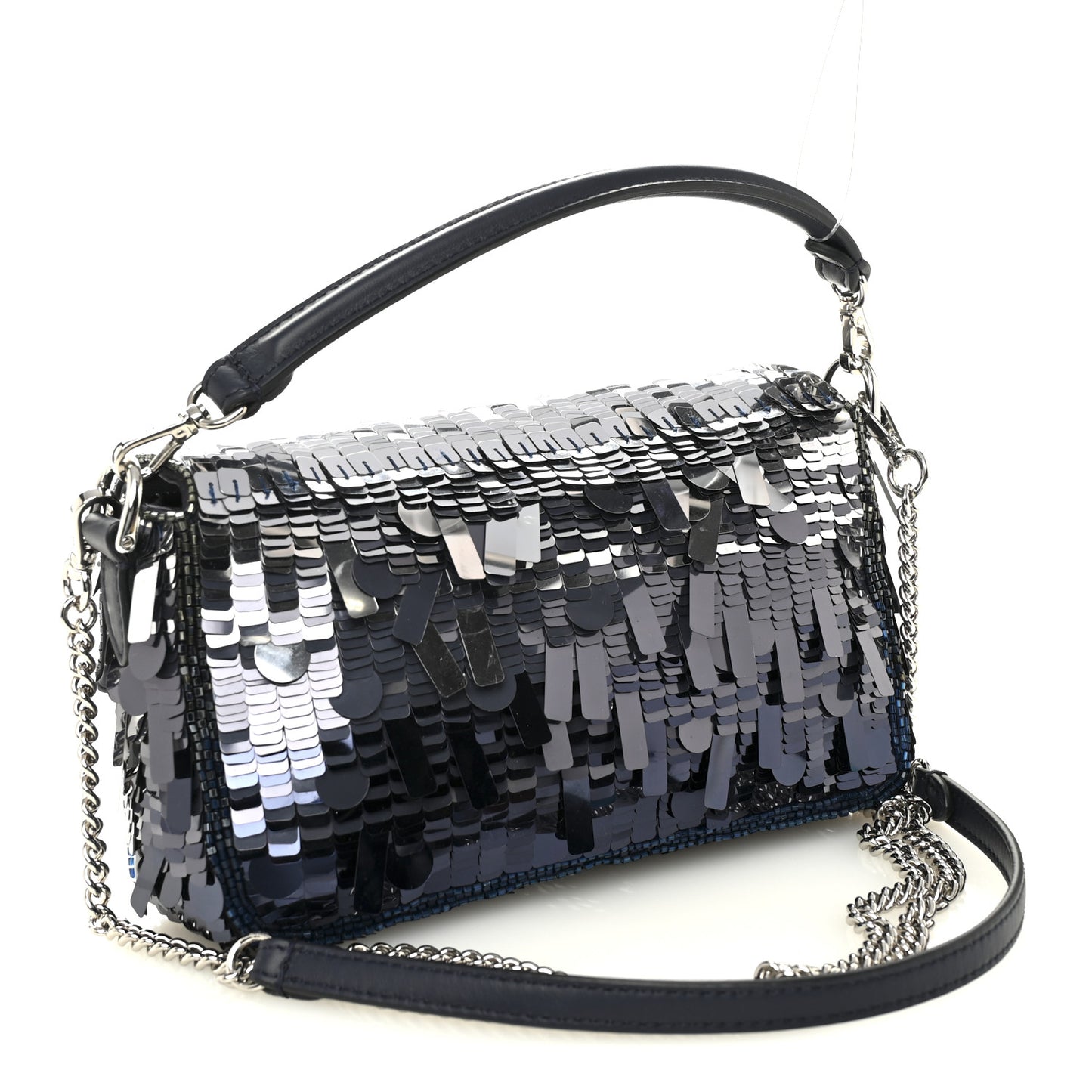 Sequin Paillettes Shiny Nappa Sex and the City Mini Baguette Midnight