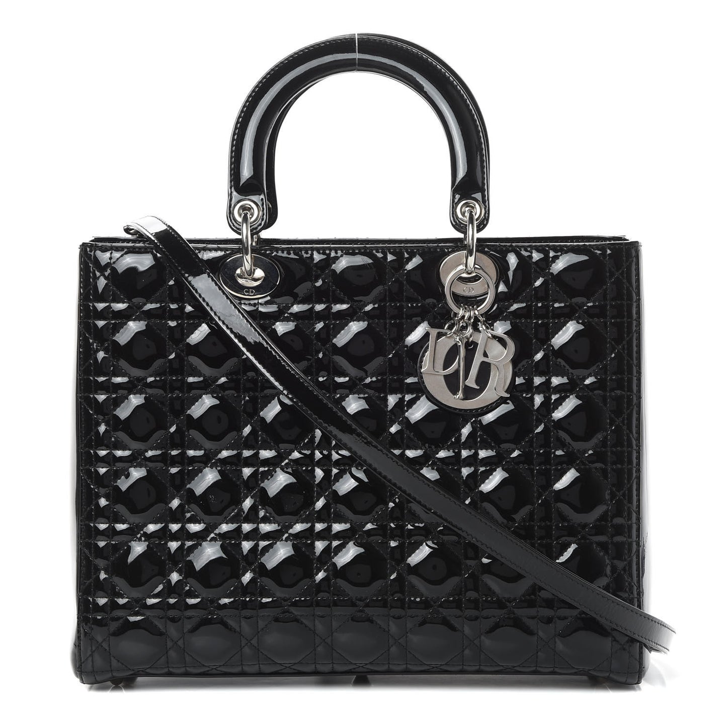 Patent Cannage Large Lady Dior Black