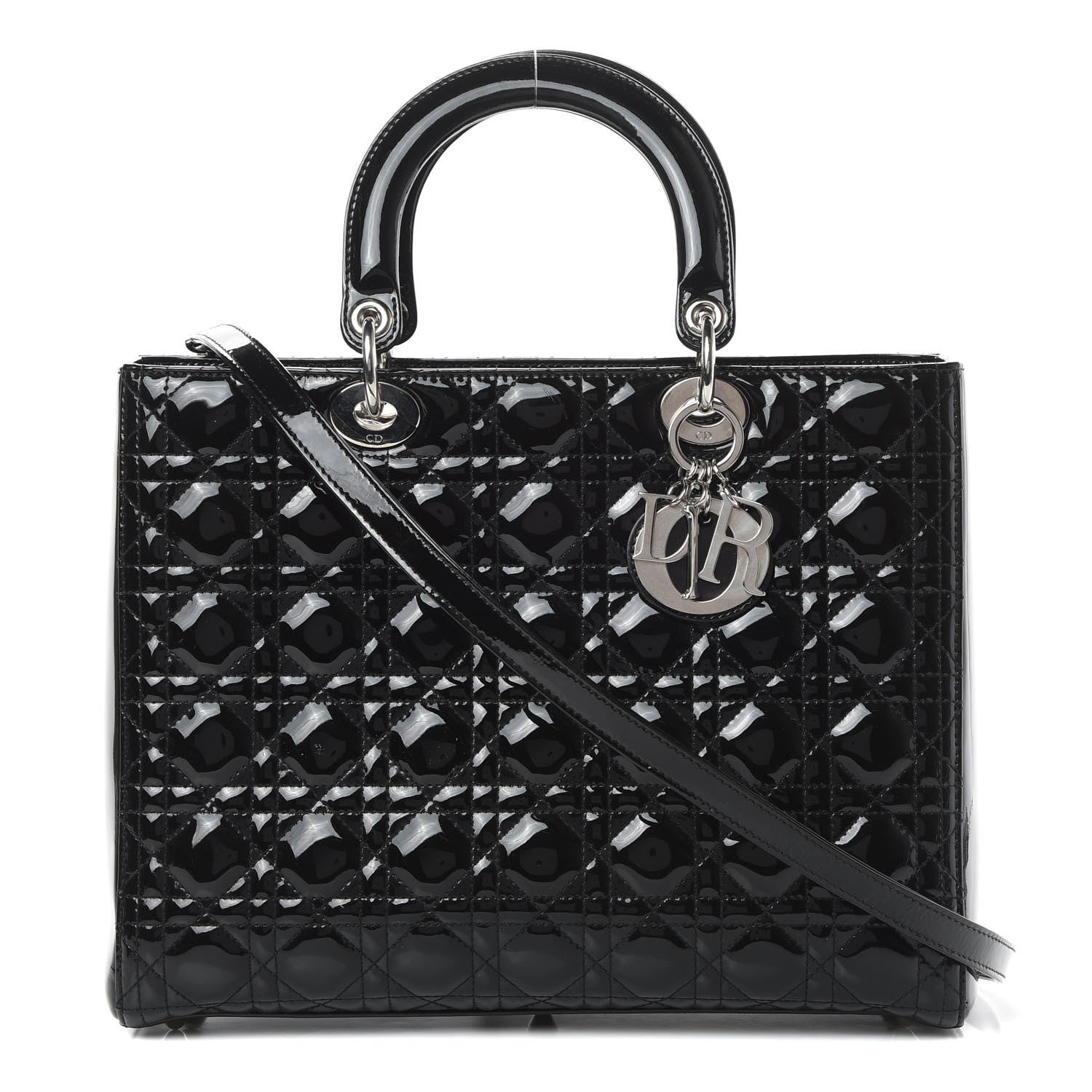 Christian Dior Patent Cannage Large Lady Dior Black 1 of 12