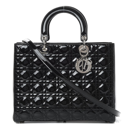 Christian Dior Patent Cannage Large Lady Dior Black 1 of 12