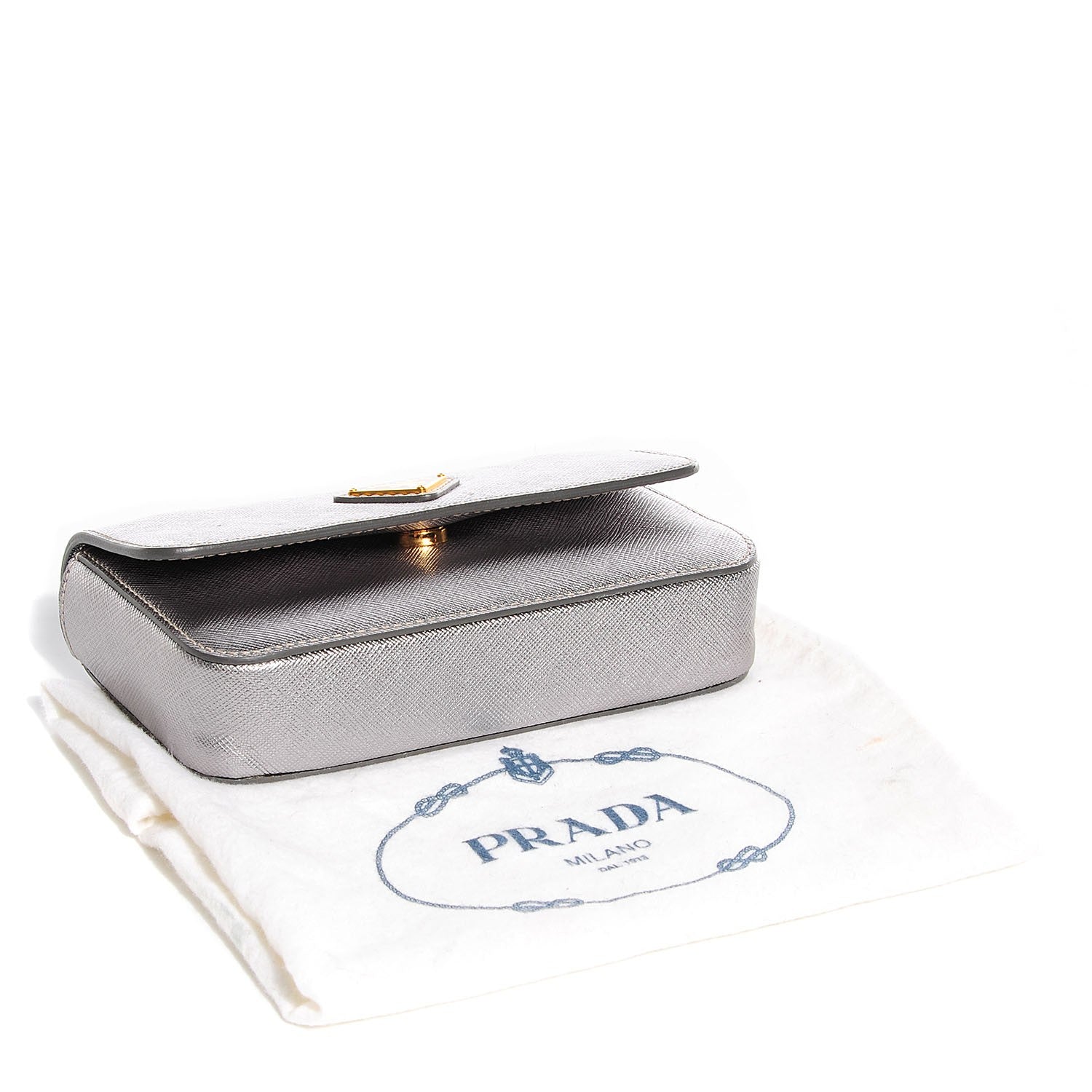 Prada Saffiano Shoulder Flap Silver 4 of 11