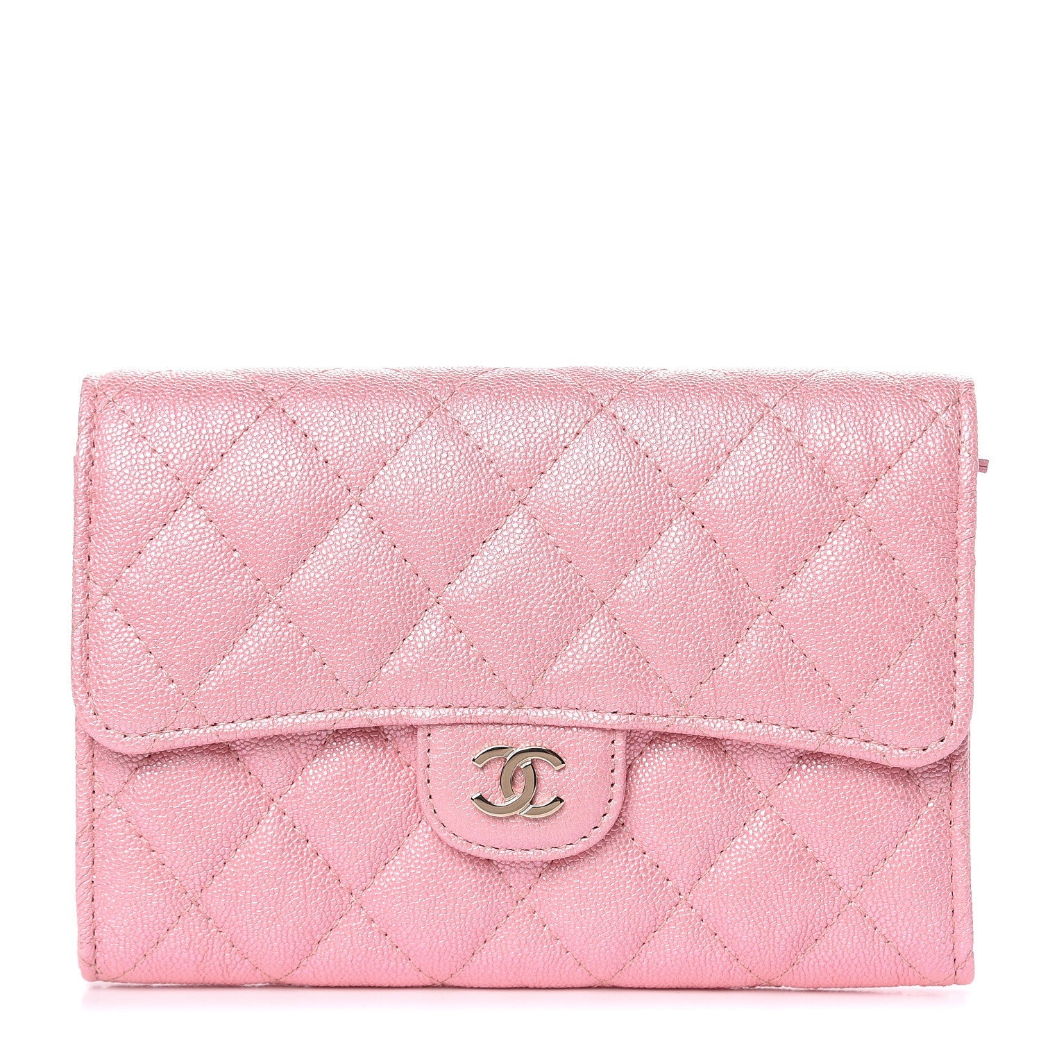 Chanel Iridescent Caviar Quilted Medium Flap Wallet Rose Pink 1 of 10