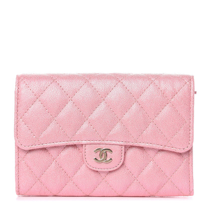 Chanel Iridescent Caviar Quilted Medium Flap Wallet Rose Pink 1 of 10