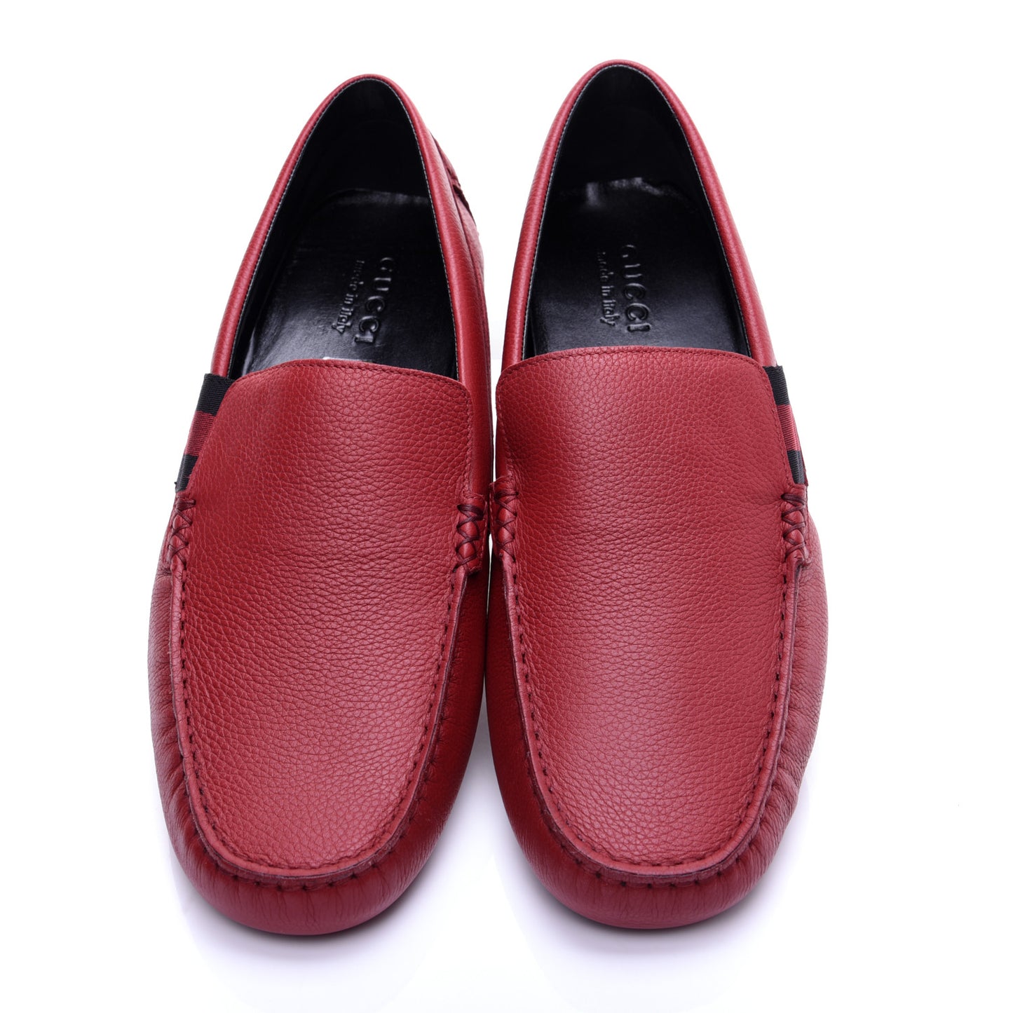 Calfskin Web Mens Driver Loafers 9 Red
