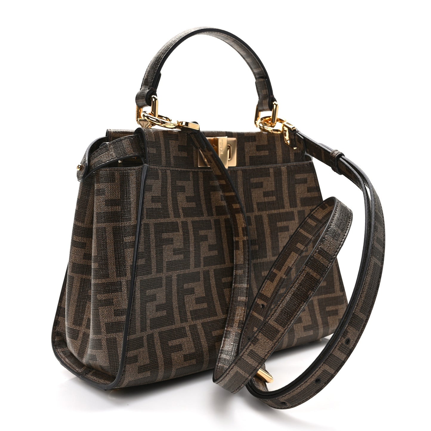 Glazed Fabric Vitello FF 1974 Hairdo Girls Inlay Mini Peekaboo Iconic Satchel Mogano Panna Multicolor