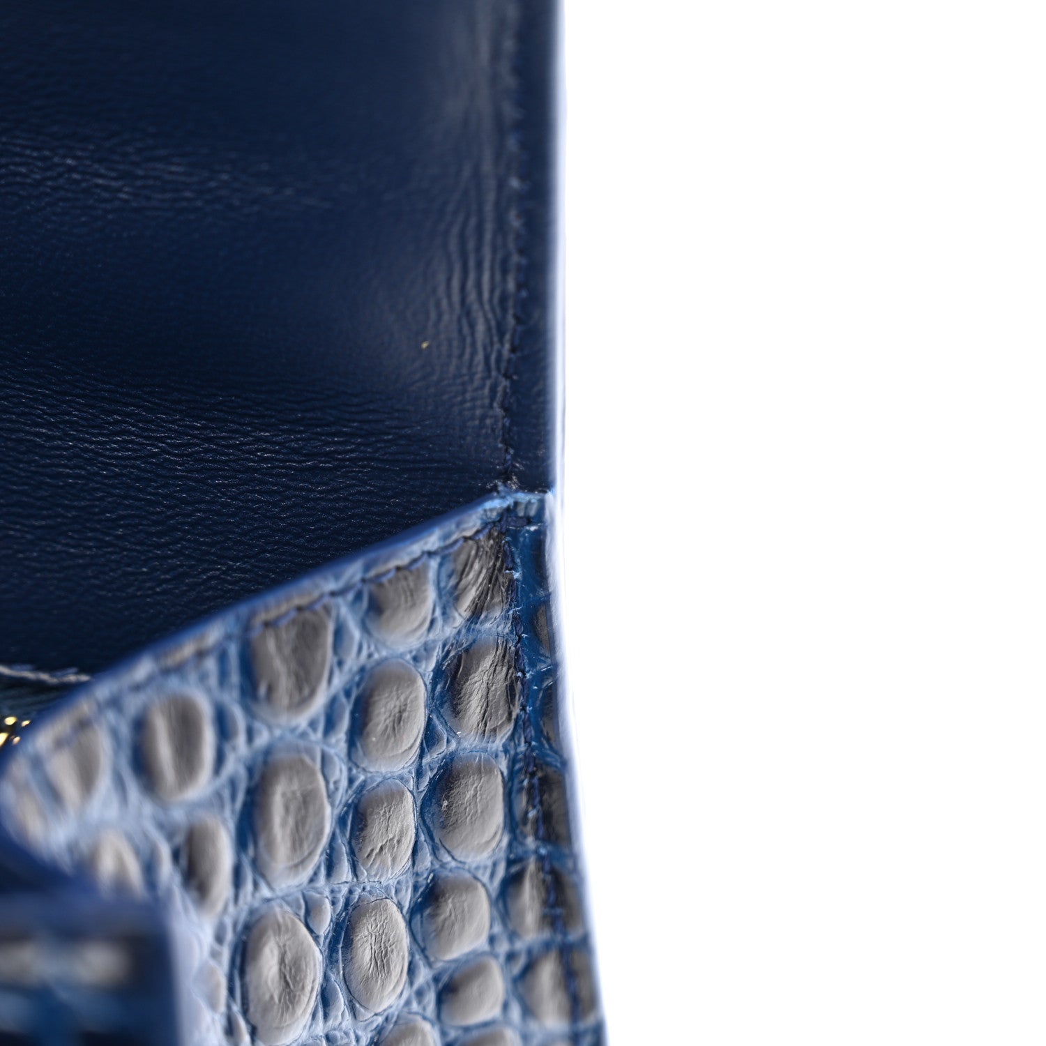 Balenciaga Shiny Calfskin Crocodile Embossed Small Hourglass Top Handle Bag Navy 10 of 12