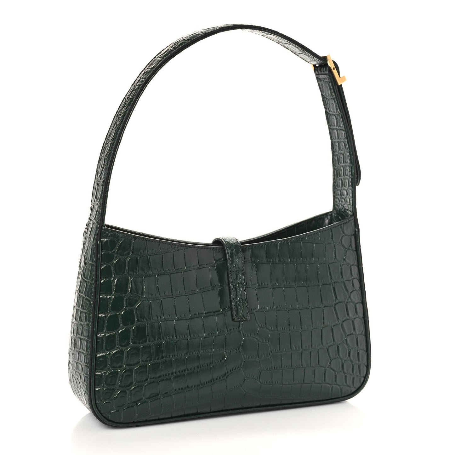 Calfskin Crocodile Embossed Le 5 A 7 Hobo New Vert Fonce