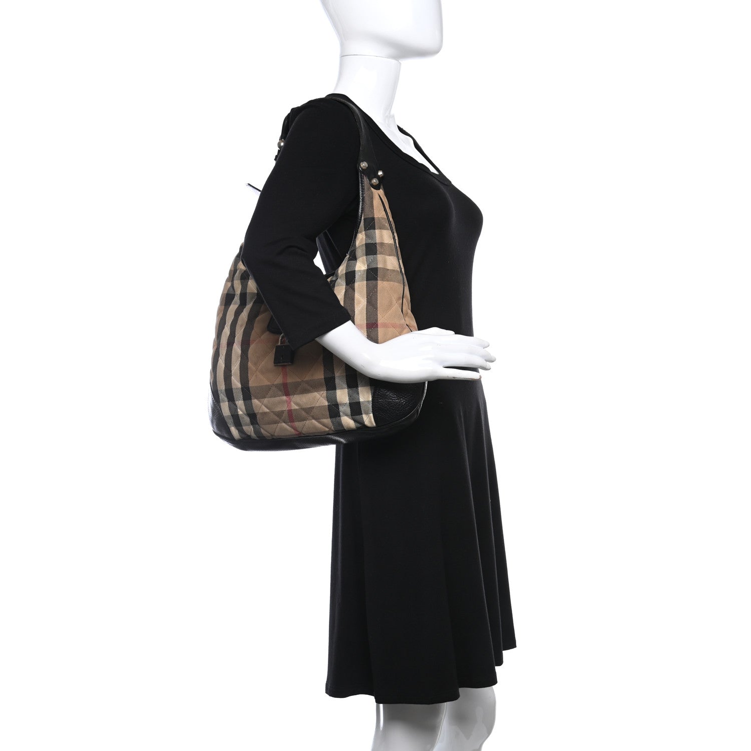 Burberry House Check Quilted Brook Hobo Black 2 of 11