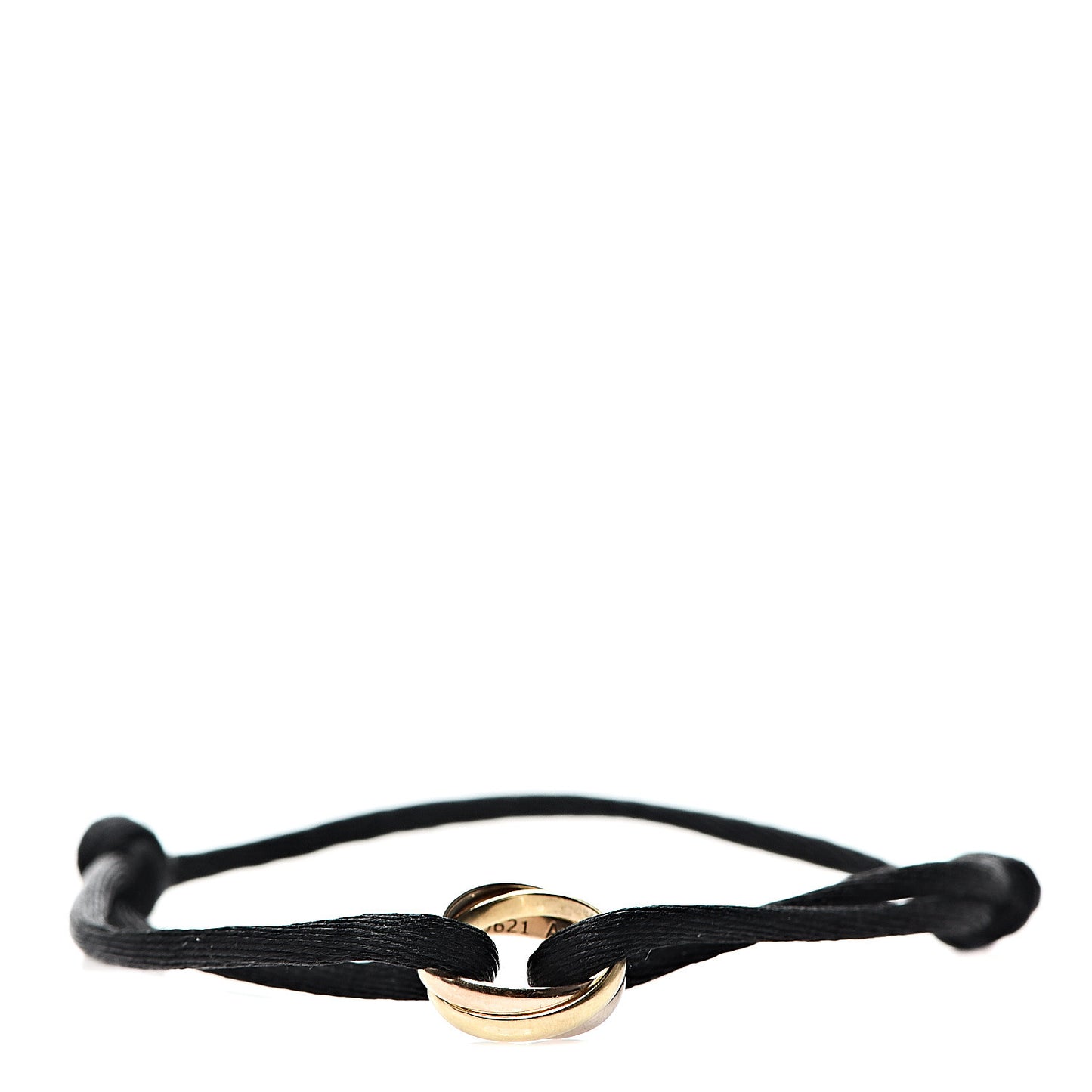 18K Pink Yellow White Gold Trinity Adjustable Cord Bracelet Black