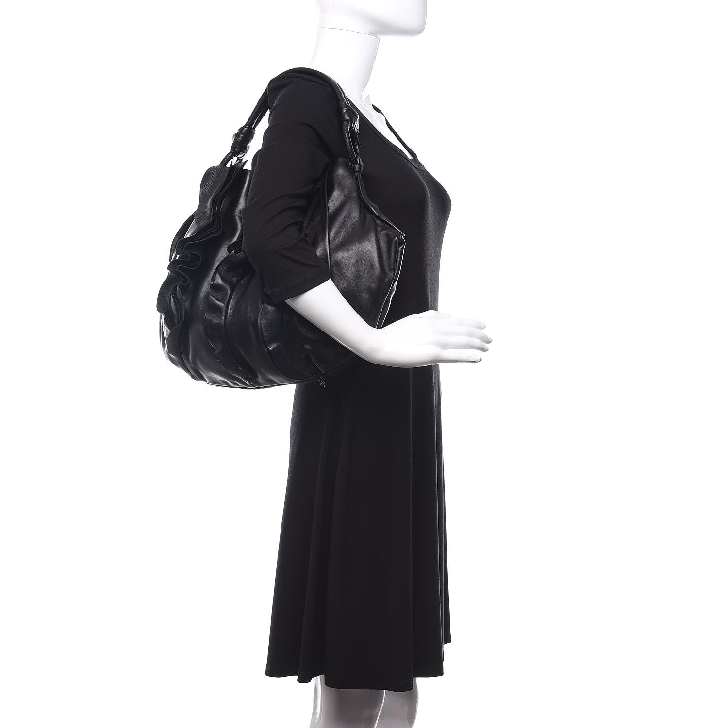 Prada Nappa Ruffle Bag Black 2 of 10