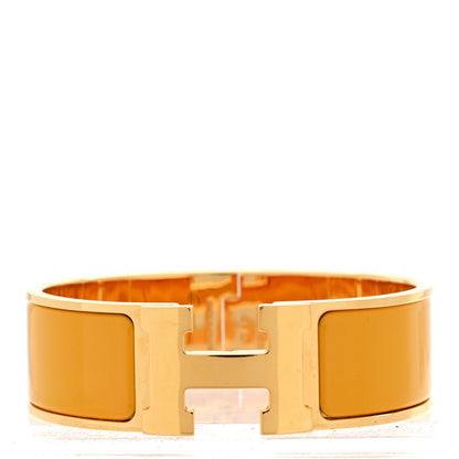 Hermes Enamel Wide Clic Clac H Bracelet PM Jaune Madras 1 of 5
