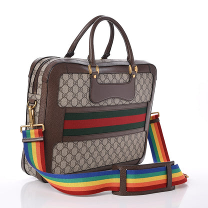 Gucci GG Supreme Monogram Web Slim Briefcase Brown 3 of 7