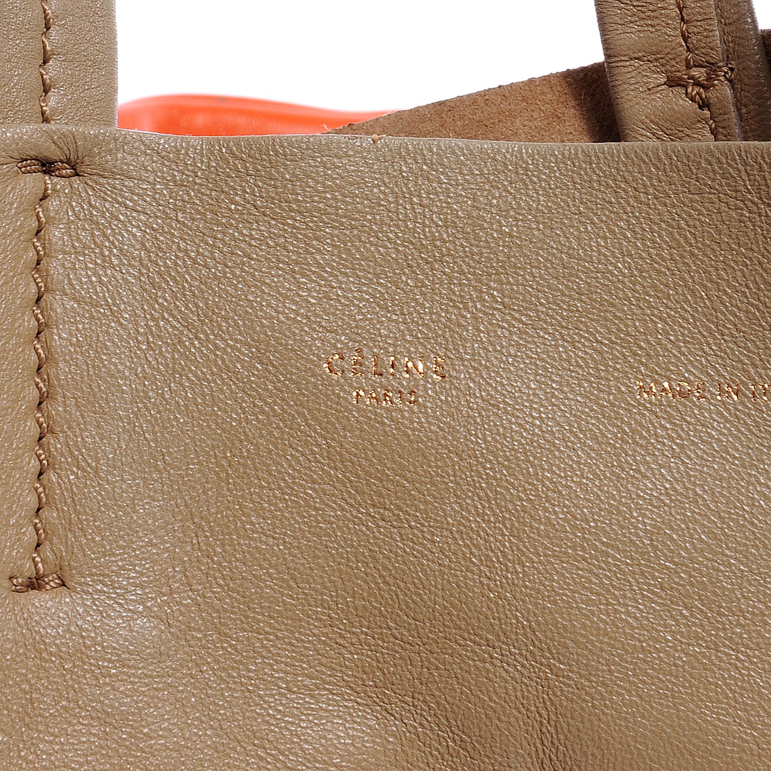 Celine Lambskin Bi-Cabas Fluo Peach 9 of 9