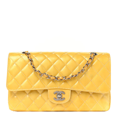 Chanel Patent Quilted Medium Double Flap Yellow 1 of 21