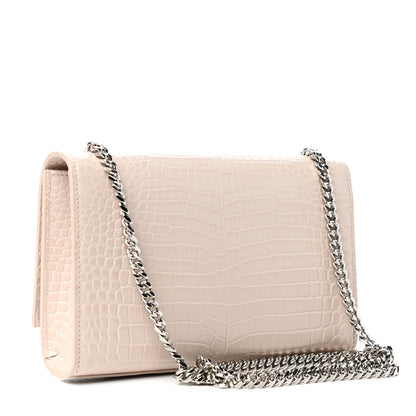 Saint Laurent Calfskin Crocodile Embossed Small Classic Monogram Kate Tassel Satchel Rose Antic 3 of 9