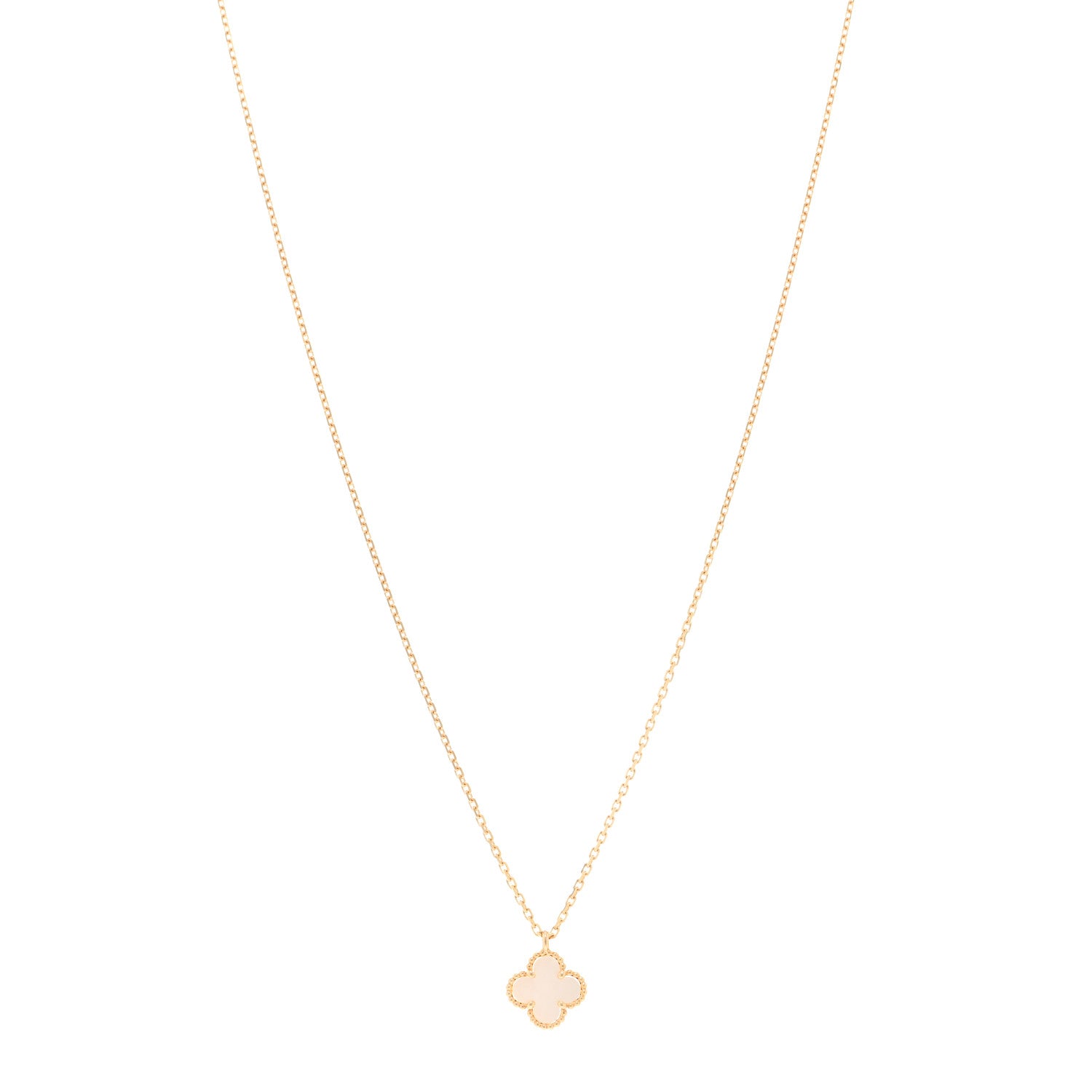 Van Cleef & Arpels 18K Yellow Gold Mother of Pearl Sweet Alhambra Pendant Necklace 1 of 5