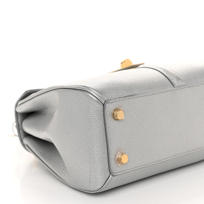 Celine Laminated Grained Calfskin 16 Top Handle Bag Silver 9 of 10