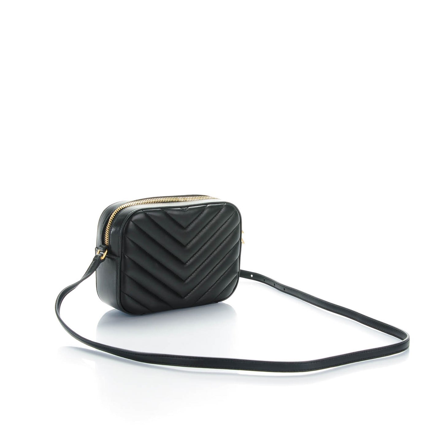 Lambskin Chevron Small Classic Monogram Camera Bag Nero Black