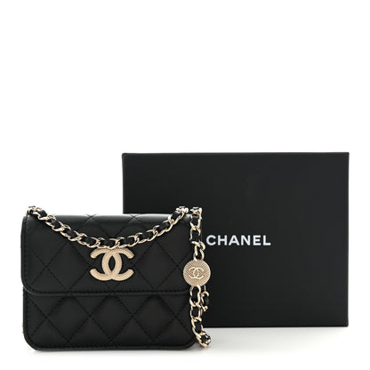 Chanel Lambskin Quilted Crystal CC Charm Clutch With Chain Black 12 of 12