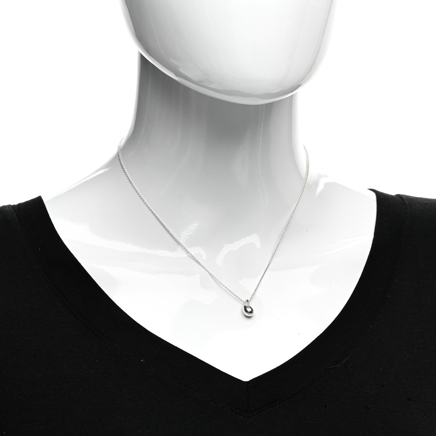 Tiffany Sterling Silver 12mm Elsa Peretti Teardrop Pendant Necklace 2 of 4