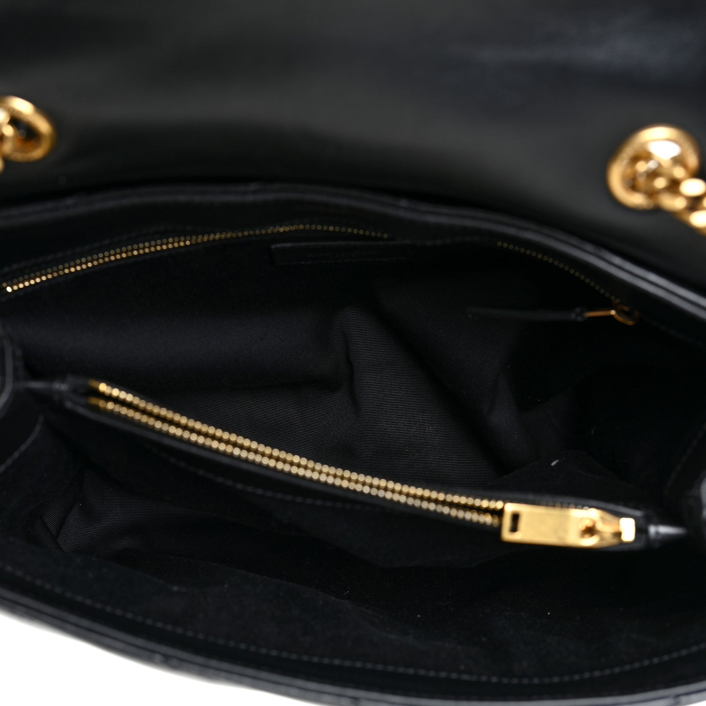 Calfskin Y Quilted Monogram Medium Loulou Chain Satchel Black