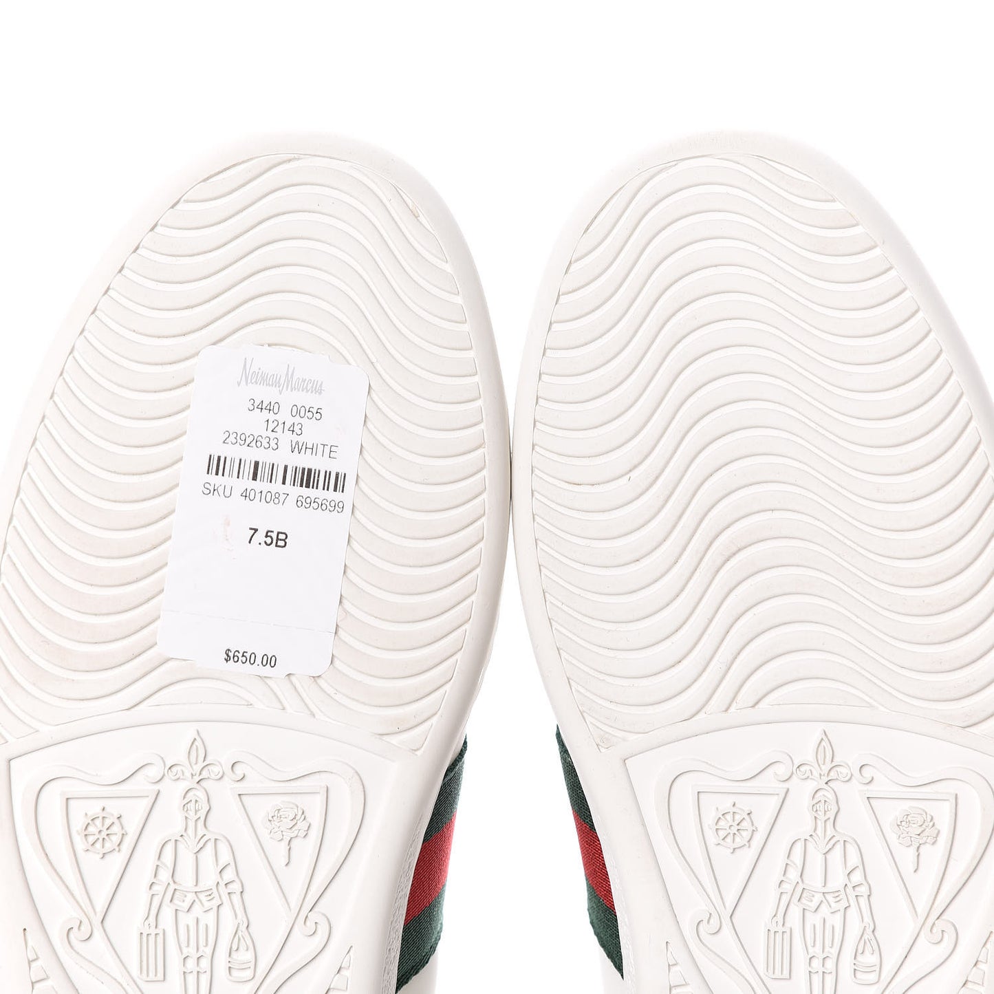 Calfskin Ayers Bee Embroidered Womens Ace Sneakers 37.5 White Green