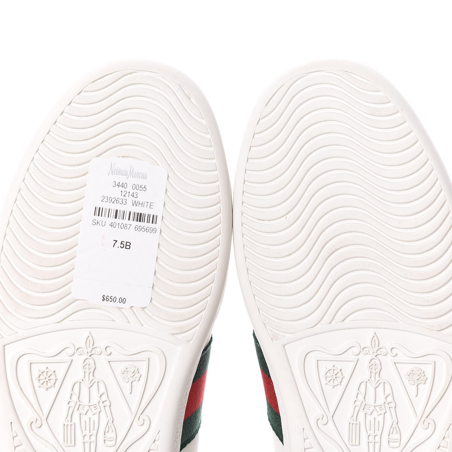 Gucci Calfskin Ayers Bee Embroidered Womens Ace Sneakers 37.5 White Green 9 of 10