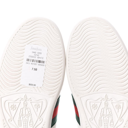 Gucci Calfskin Ayers Bee Embroidered Womens Ace Sneakers 37.5 White Green 9 of 10