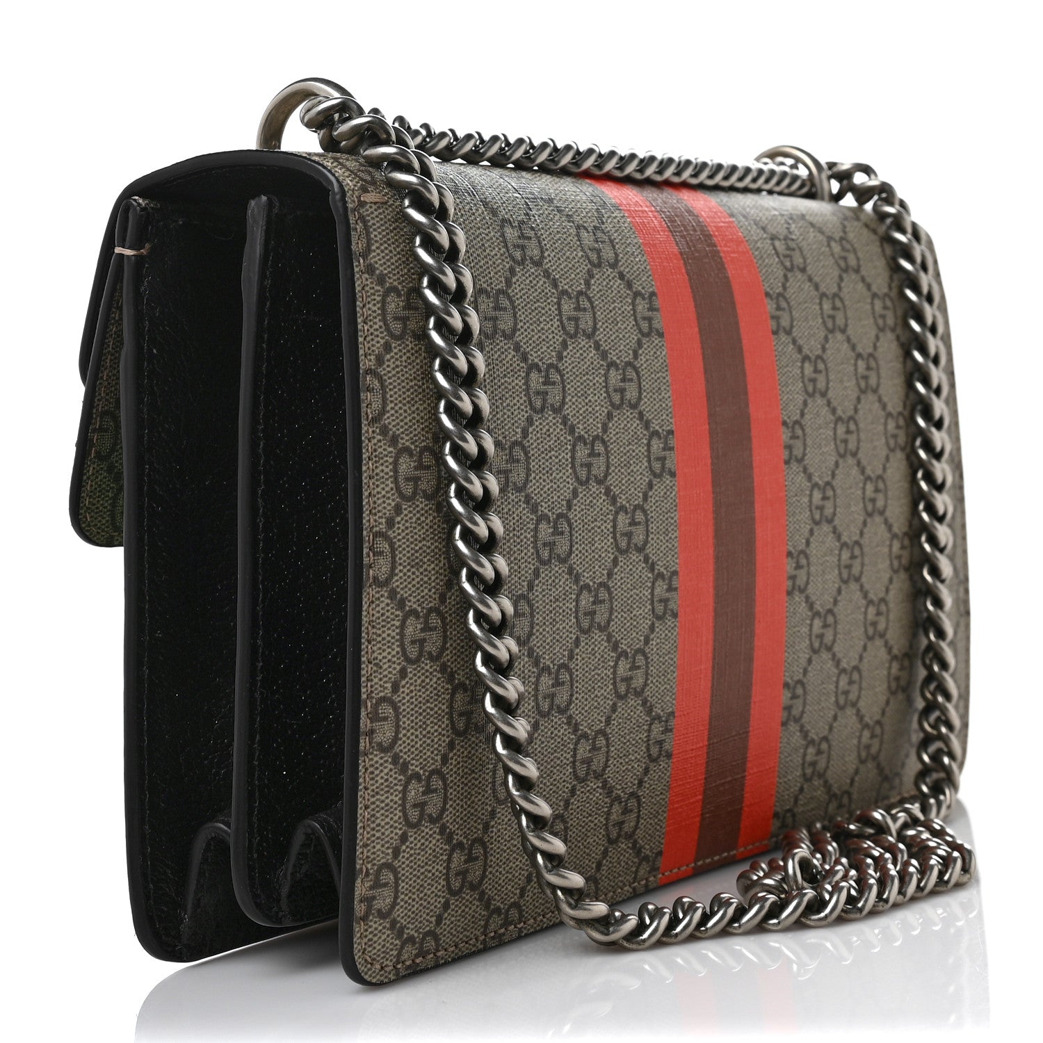 Gucci GG Supreme Monogram Equestrian Small Dionysus Shoulder Bag Beige Ebony Multicolor Black 3 of 9