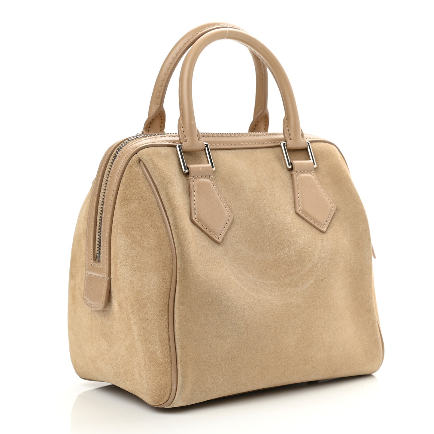 Suede Cubic Illusion Fleur Speedy Cube PM Beige