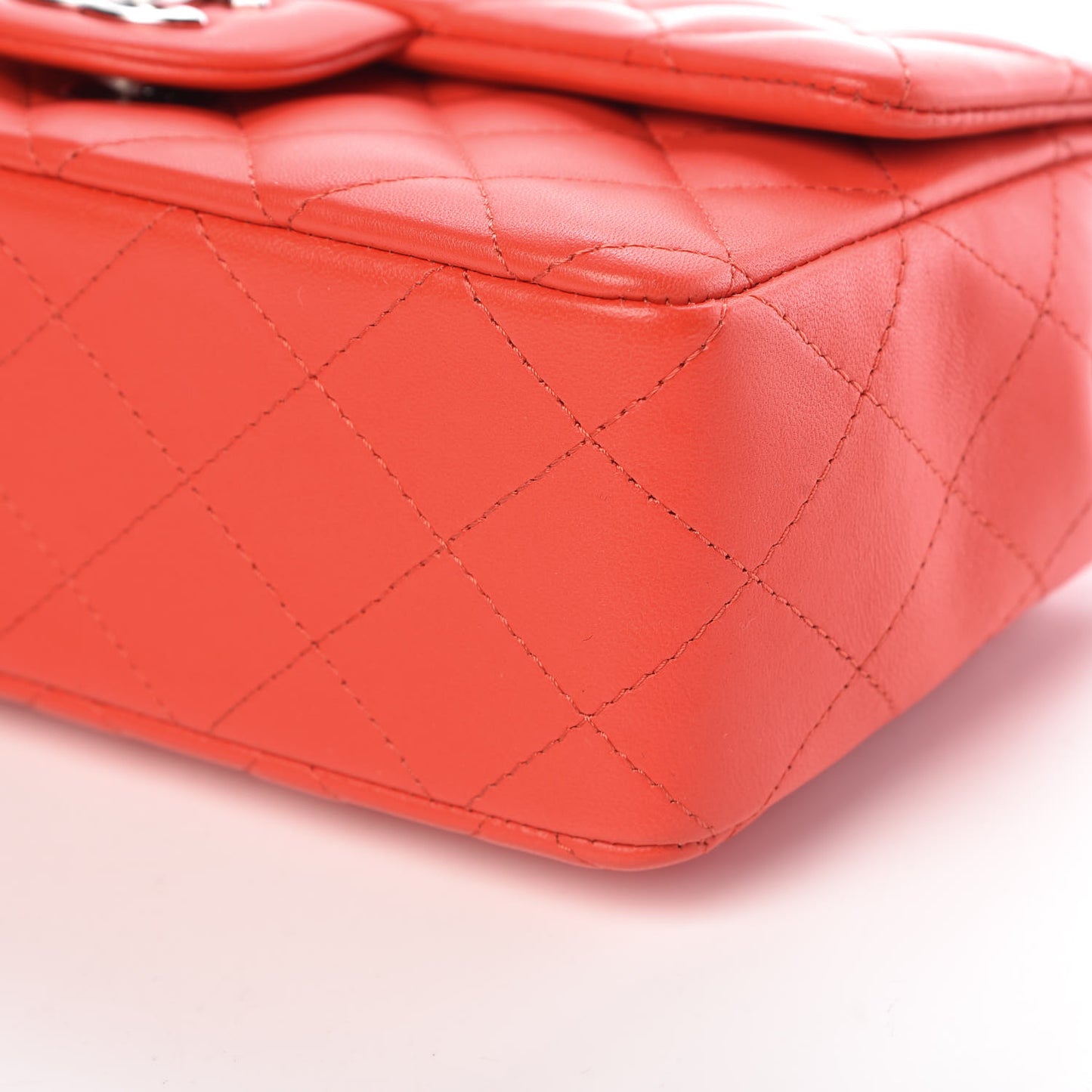 Lambskin Quilted Mini Rectangular Flap Red