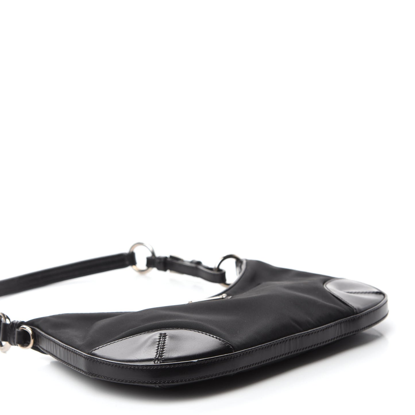 Tessuto Nylon Soft Calfskin Shoulder Bag Black