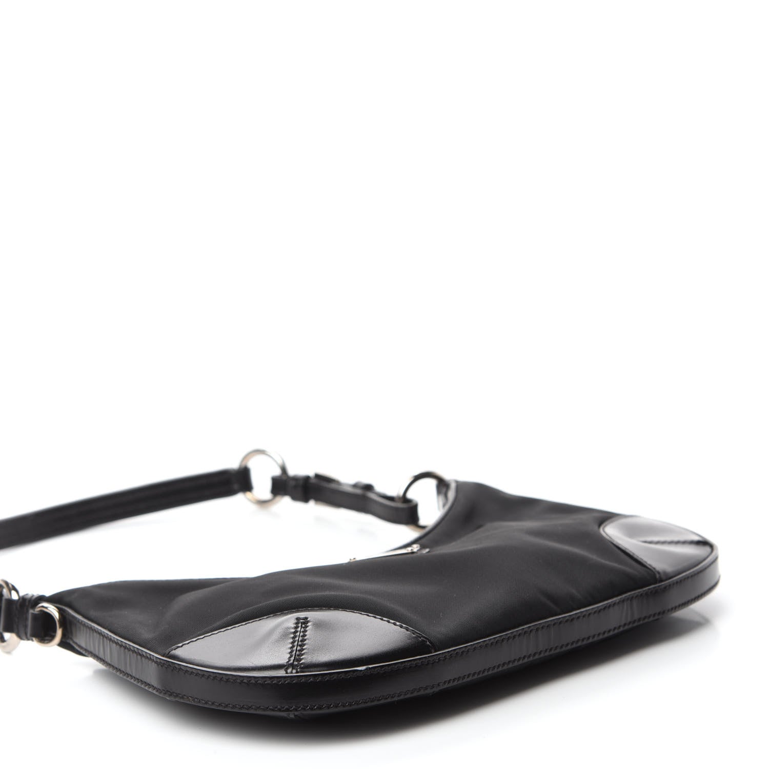 Prada Tessuto Nylon Soft Calfskin Shoulder Bag Black 4 of 9