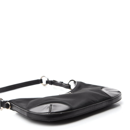 Prada Tessuto Nylon Soft Calfskin Shoulder Bag Black 4 of 9