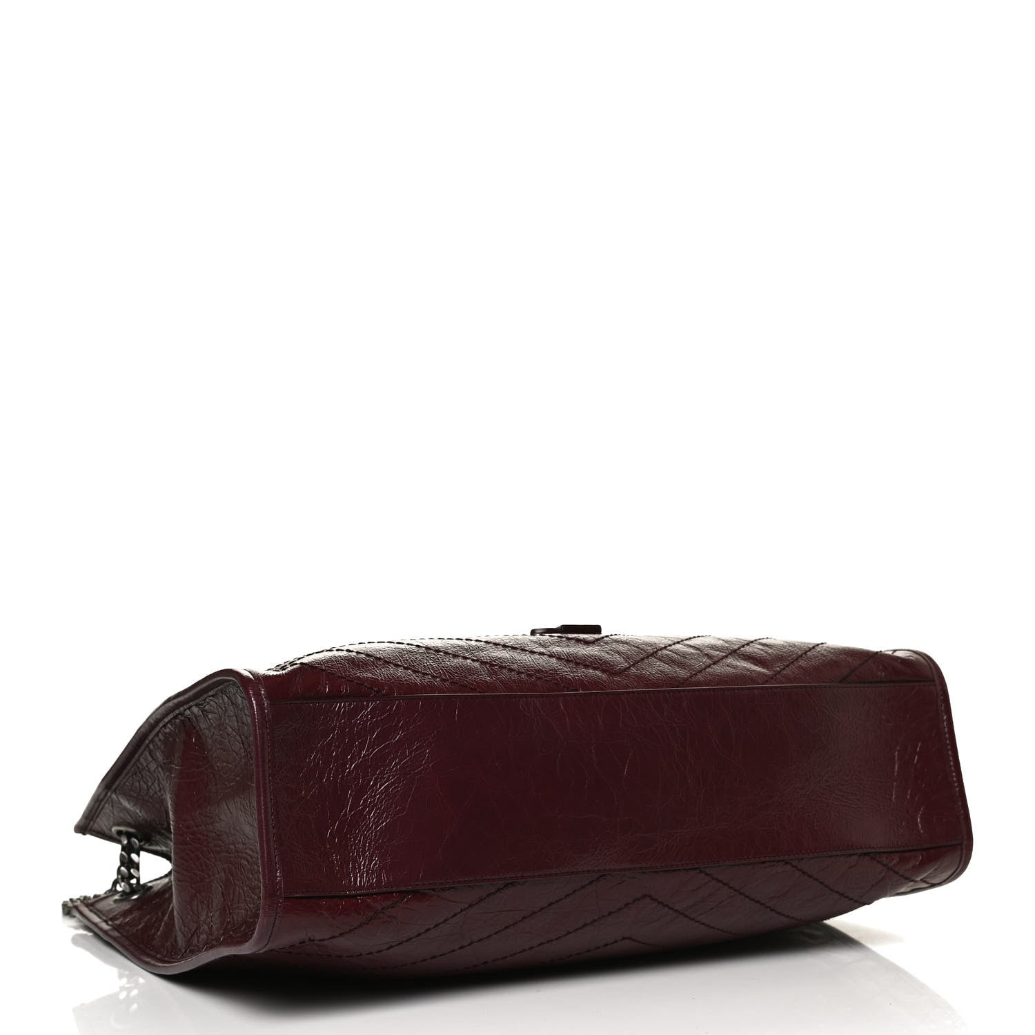 Saint Laurent Crinkled Calfskin Matelasse Monogram Niki Shopper Tote Burgundy 4 of 11