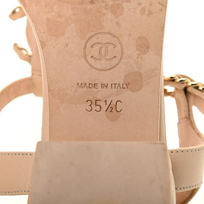 Chanel Lambskin Chain CC Logo Thong Sandals 35.5 Beige 7 of 9
