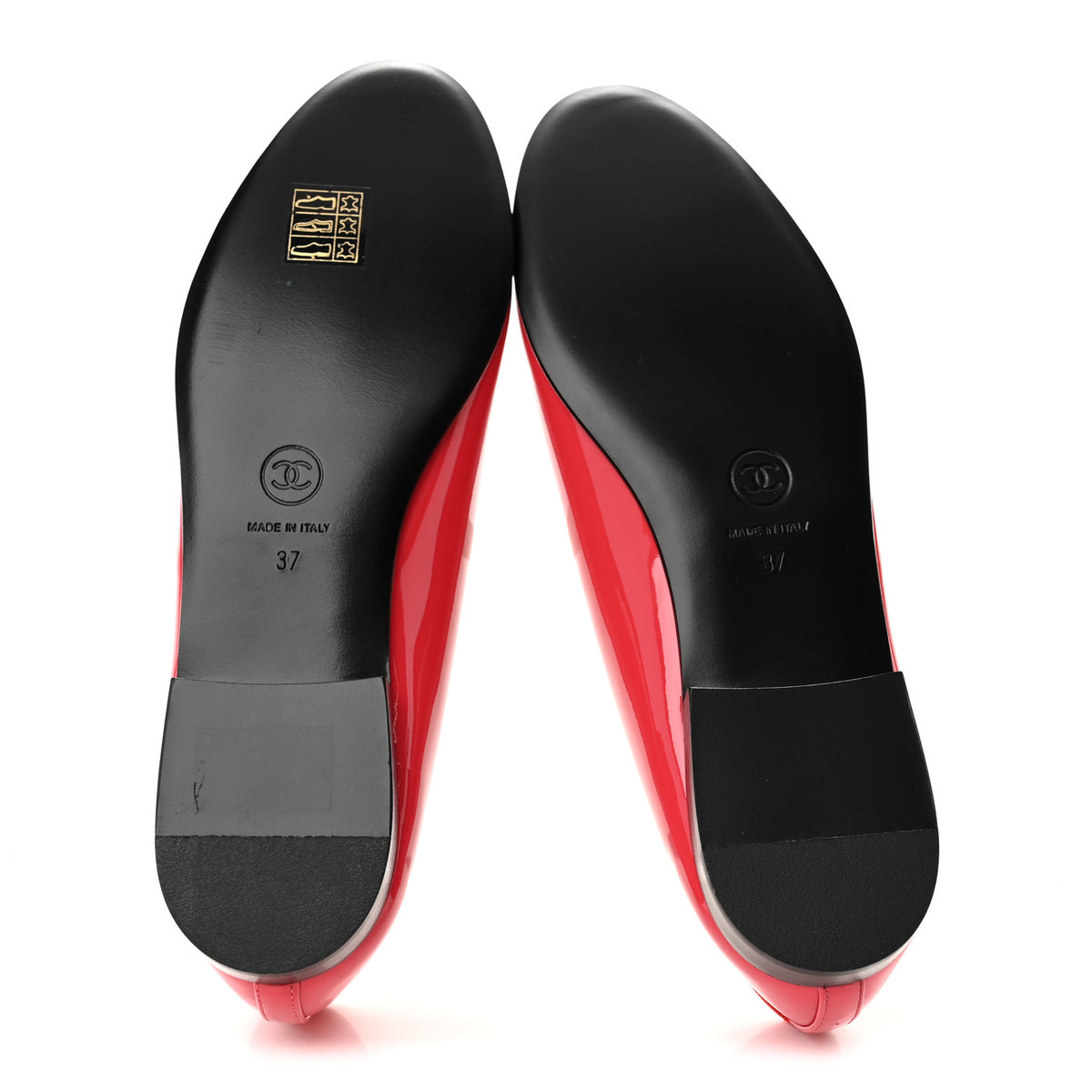 Patent Calfskin CC Cap Toe Ballerina Flats 37 Coral