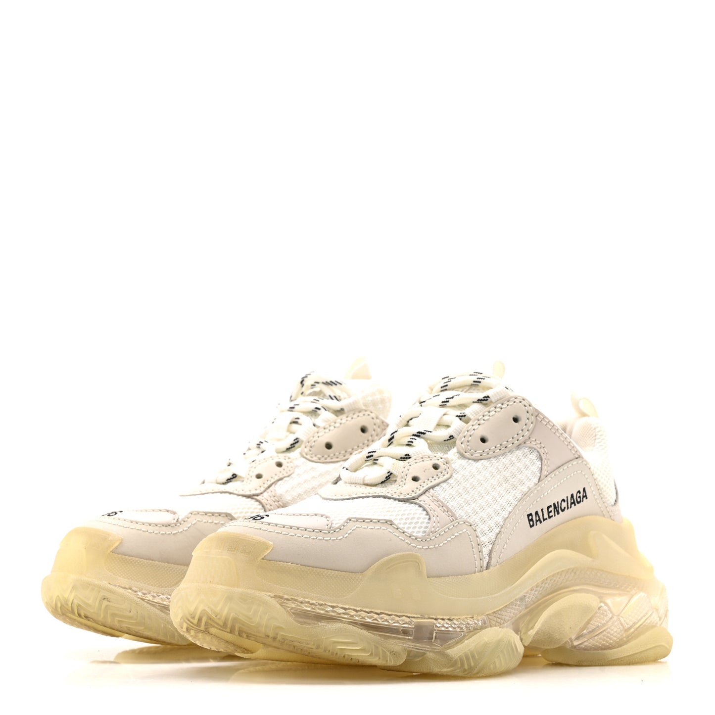 Fabric Mesh Clear Sole Womens Triple S Sneakers 36 Honeycomb White