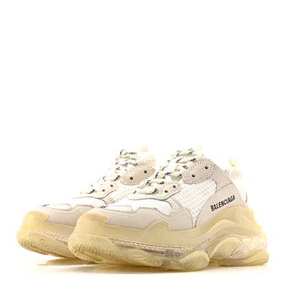 Balenciaga Fabric Mesh Clear Sole Womens Triple S Sneakers 36 Honeycomb White 4 of 12