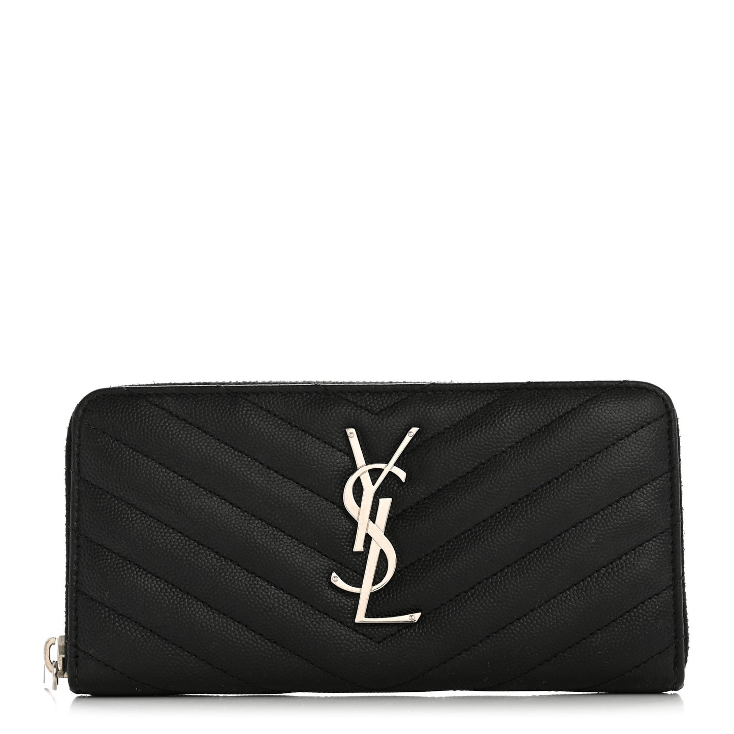 Grain De Poudre Matelasse Chevron Monogram Zip Around Wallet Black