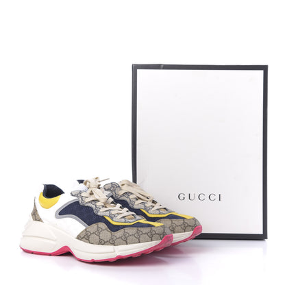 Gucci GG Supreme Monogram Mix Monogram Mens Rhyton Sneakers 9 London Blue Beige Sun Yellow 12 of 12