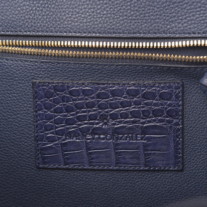 Nancy Gonzalez Calfskin Crocodile Cristie Satchel Navy 7 of 12