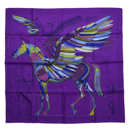 Hermes Silk Le Pegase D'Scarf 90 Ultra Violet Vert Bleu 1 of 11
