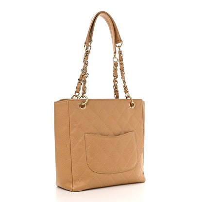 Chanel Caviar Quilted Petit Shopping Tote PST Beige 3 of 14