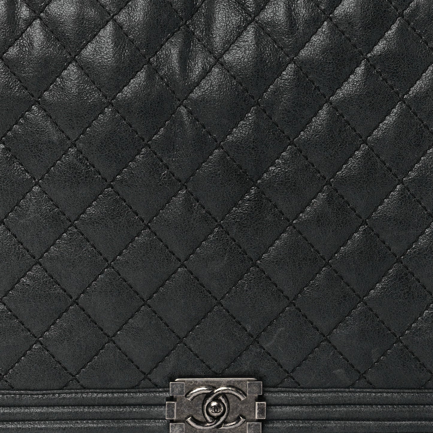 Goatskin Quilted Large Gentle Boy Flap Black