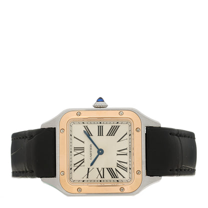 Cartier Stainless Steel 18K Pink Gold Alligator 27.5mm Santos Dumont Quartz Watch 2 of 5