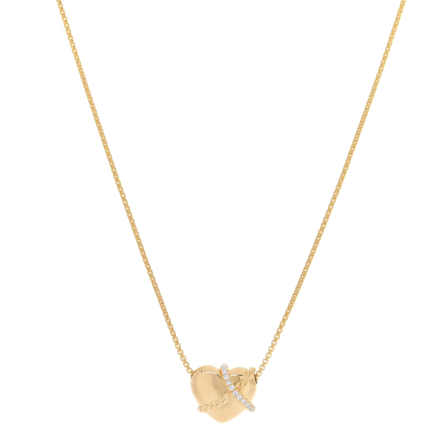 18K Yellow Gold Diamond Le Petit Coeur Heart Pendant Necklace