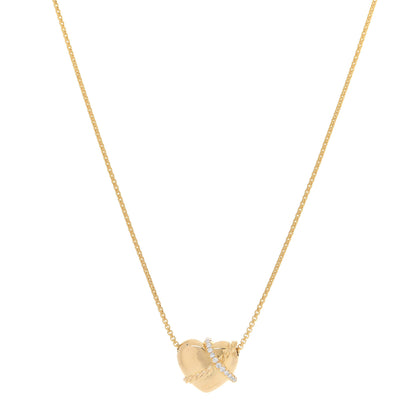 David Yurman 18K Yellow Gold Diamond Le Petit Coeur Heart Pendant Necklace 1 of 8